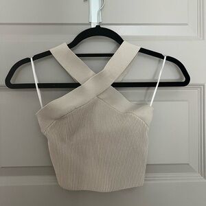 Aritzia Babaton sculpt knit criss cross top